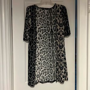 Grey and black, leopard print duster